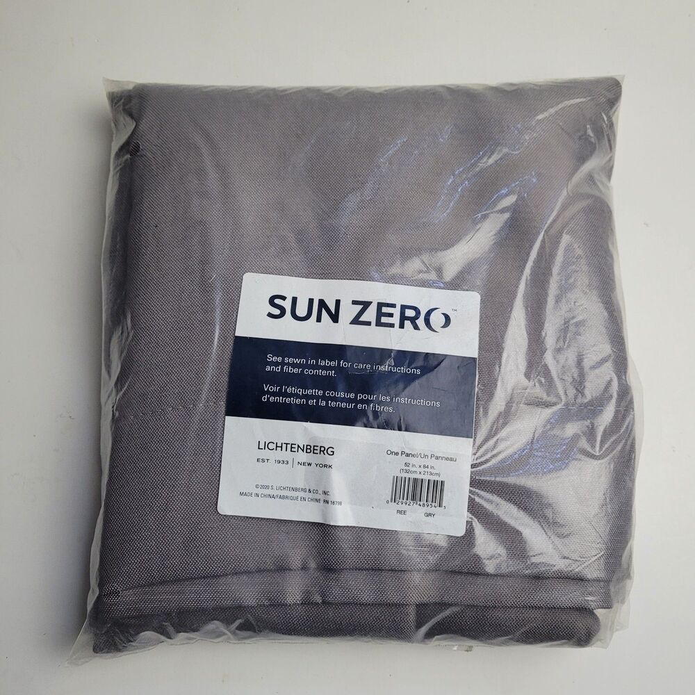 NEW Sun Zero Room Darkening Single Panel Curtain 52x84 inch Color Gray #BT1
